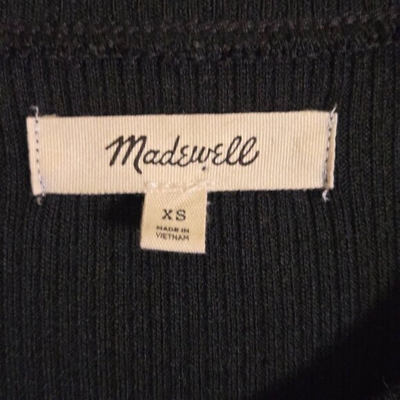 Madewell Black Short Sleeves Ribbed Pocket Tee Midi Dress Slit Sides Size XS - Picture 9 of 10